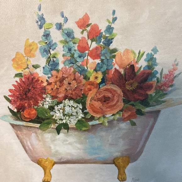 Set/2 Bathroom Powder Room Floral Canvas Pictures: shabby chic, cottagecore - Picture 5 of 6